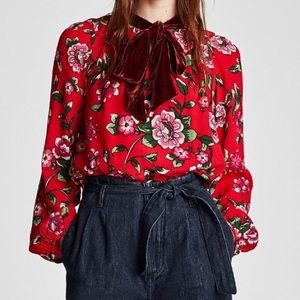 Zara - Red Floral Top NWT!!